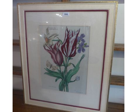 A botanical print, together with a landscape print signed 'Lamoc' in pencil 