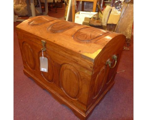 Travelling trunk Oriental brass strung and bound 76cm wide 54 x 54cm 