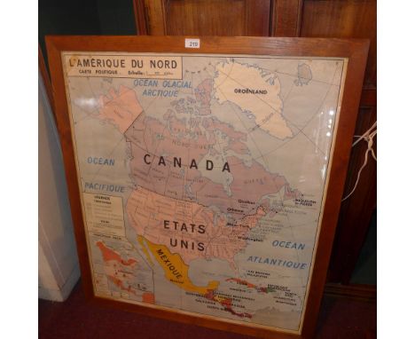 Framed print - French mid 20th century 'L'Amerique Du Nord', 97 x 86cm  