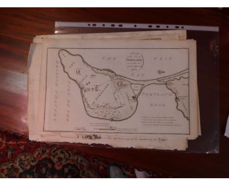 Eight 18th century town maps of Dorset, including maps of Weymouth, Bridport, Poole, Wareham and the Isle of Purbeck 