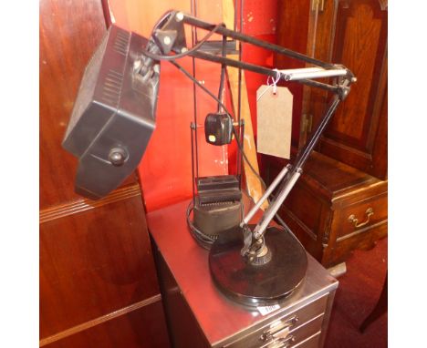 A Vintage block anglepoise adjustable desk lamp with magnifying shade 