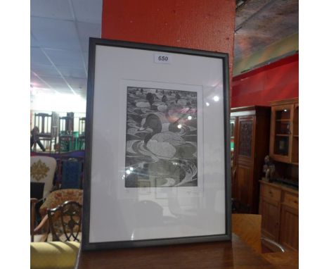 Colin See - Paynton a contemporary woodcut print 'King of Pochard', limited edition 24/150 signed, with catalogue and origina