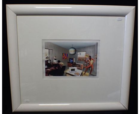 RICHARD HAMILTON: PHOTOMONTAGE PRINT(Just what is it that makes today's homes so different?) Signed, 1993. 64cm x  56cm, incl