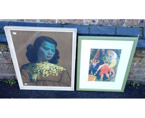 TRETCHIKOFF: 'THE CHINESE GIRL'also known as 'The green lady', colour print, in original frame 67 x 57cm, and R. Chittenden; 