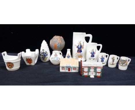 A COLLECTION OF GOSS CRESTED CHINA MODELSincluding 'Gad's Hill', 'Cannon ball excavated at Rye' and others