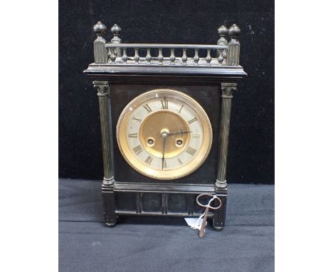 A LATE 19TH CENTURY AESTHETIC STYLE SLATE CLOCKwith panelled and galleried case, French movement by Richard and Cie (R and C 