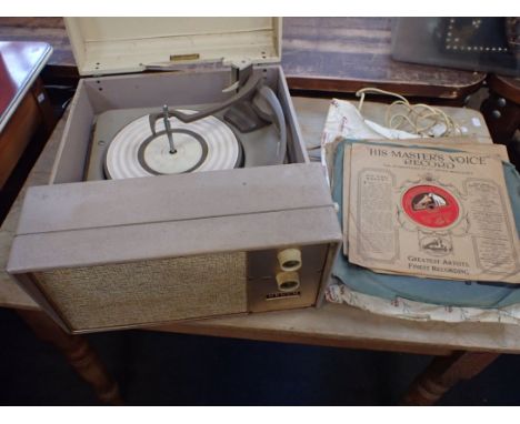 A DECCA MODEL A.M.G.111 RECORD PLAYERfour speeds (not working), and a few 78rpm records