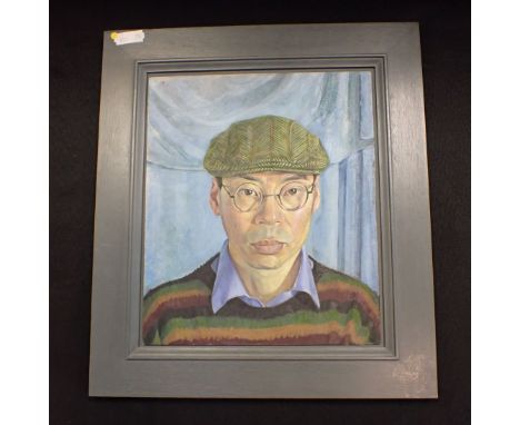 TOBY WIGGINS RP, BORN 1972: 'ST. GEORGE'S DAY PORTRAIT, CHOI KEUM YUL'oil on copper, 41 x 36cm incl. frame,  Exhib. Mall Gall