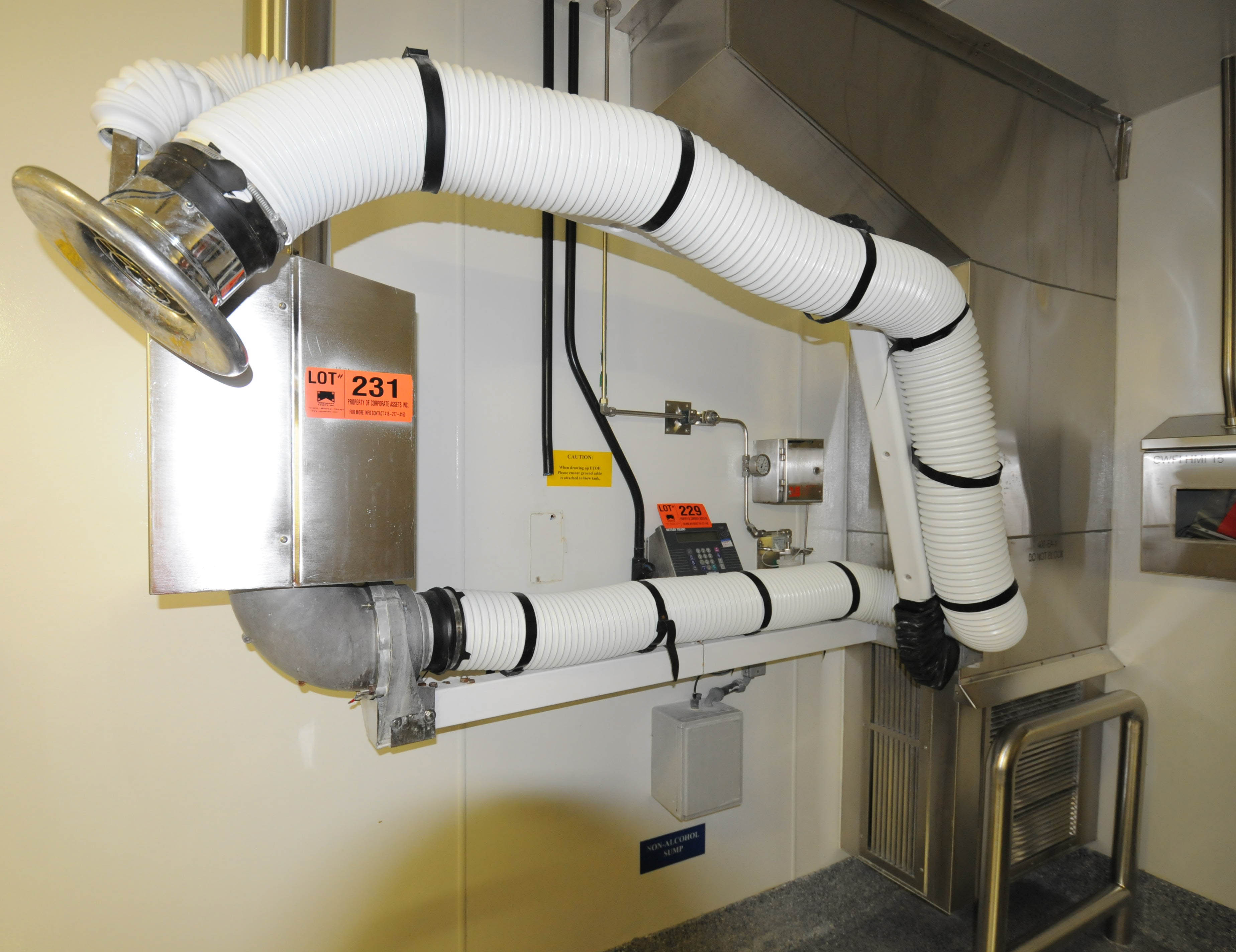 NEEDERMAN STAINLESS STEEL ARTICULATED ARM SNORKEL FUME EXTRACTOR, S/N N