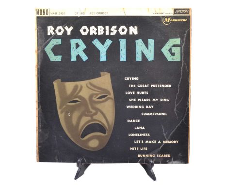 Roy Orbison, Crying, 12" vinyl album, signed to the back cover of the album sleeve in blue biro "Thanks, Roy Orbison".