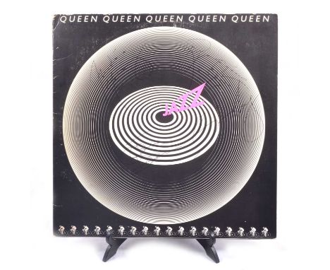 Queen, Jazz, 12" vinyl record, signed in black biro to the album sleeve by four band members Freddie Mercury, Brian May, John