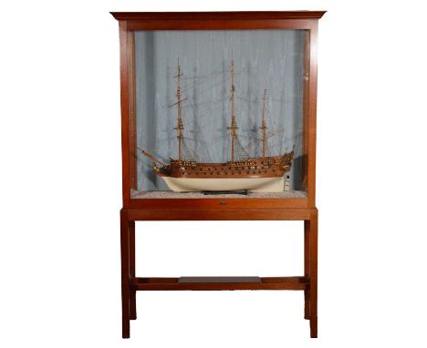 Scale model of a Danish 70-gun ship, built from a kit supplied by Billing Boats, small brass plaque engraved 'Norske Løve, by