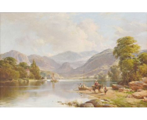 John R Townsend, Lakescape, signed, oil on canvas, 49.5x75cm.