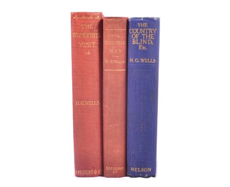 H G Wells. The Invisible Man, C Arthur Pearson Limited. First Edition, 1897, original red cloth; The Wonderful Visit, J M Den