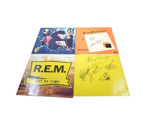 Four signed 12" vinyl records - 1990s/ 2000s Bands: Red Hot Chilli Peppers, Taste the Pain, signed by Anthony Kiedis, Flea, C