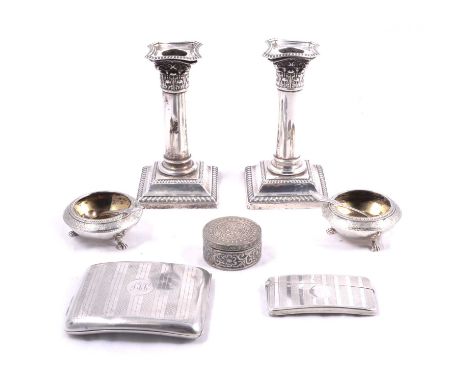 A pair of Victorian silver salts, Barnard &amp; Sons Ltd, London 1876, Celtic scroll border, gilt interiors, on three raised 