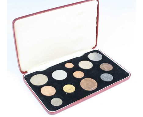 United Kingdom, Last Sterling &amp; First Decimal British Coins, twelve coins in red leather case, together with a large coll