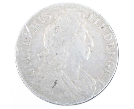 England, 1696 crown, William III first laureate and draped bust right, legend around, rev: crowned cruciform shields around c