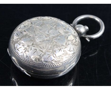A late Victorian silver sovereign case, engraved with leaves and with a vacant cartouche, maker Joseph Gloster, Birmingham, 1