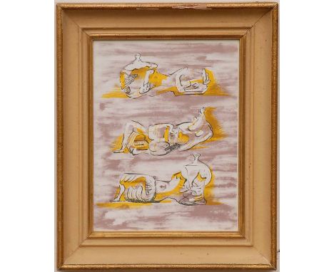 HENRY MOORE 'Reclining figures', 1971, original lithograph, ref. San Lazzaro, 32cm x 23cm, framed and glazed.