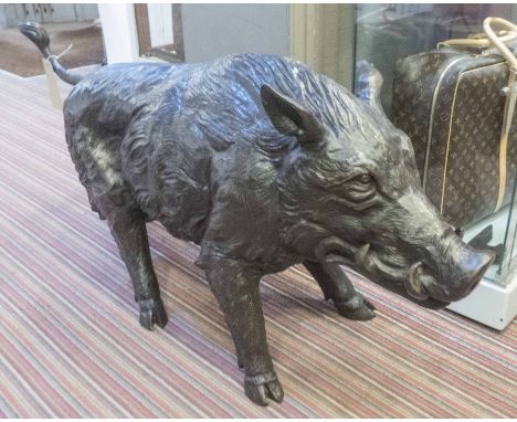 BRONZE WILD BOAR, contemporary school study, 65cm H.