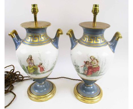 CLASSICAL STYLE CERAMIC TABLE LAMPS, a pair, 40cm H. (2)