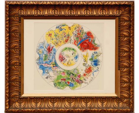 MARC CHAGALL 'The Ceiling of the Paris Opera House', off set lithograph, 1965, Ref: Sorlier, 50cm x 50cm, framed and glazed.
