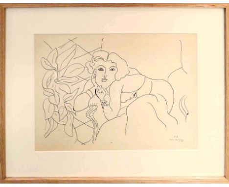 HENRI MATISSE 'Portrait of a Woman in Profile 2'. 1943, collotype, limited edition of 950, 25cm x 33cm, framed and glazed.
