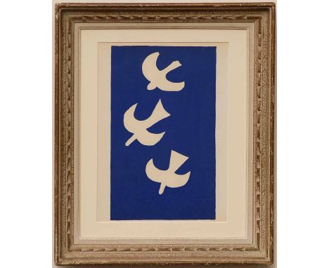 GEORGES BRAQUE 'Three birds', 1955, lithograph, printed by Mourlot freres, 35cm x 25cm, framed and glazed.