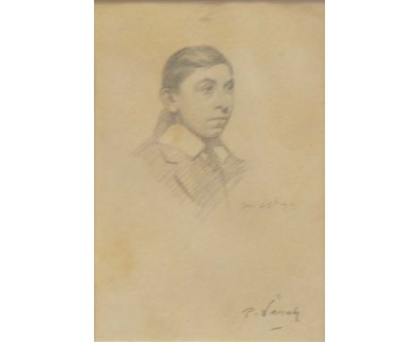 Philip Naviasky,portrait,pencil,24x16cm,and a print of three figures.Qty: 2