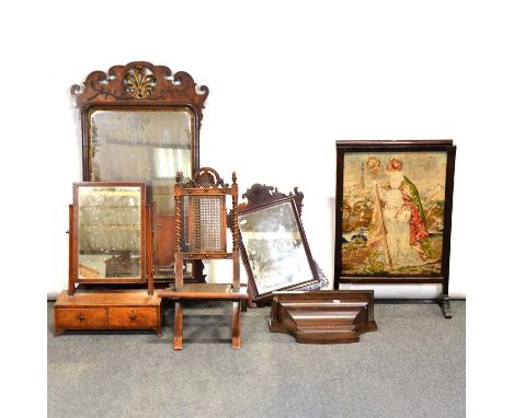 Group of small furniture, including a Georgian style pier glass, two dressing table mirrors, wall bracket, etc.