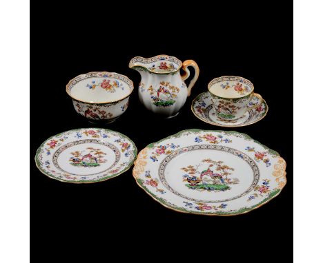 A Copeland-Spode Eden pattern part tea service, to include side plates, cups and saucers, sandwich and cake plates, milk jugs