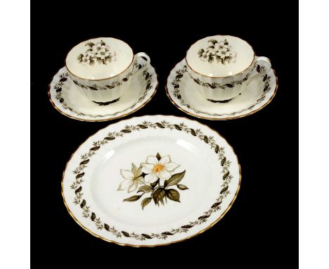 A Royal Worcester 'Engadine' pattern part tea service, to include side plates, cups and saucers.