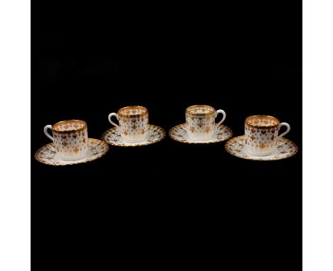 A Spode Fleur de Lis Gold part coffee set, to include ten coffee cans and saucers.