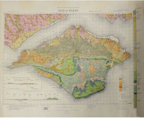 A collection of Geological and Ordnance Survey Maps, a rolled-up Ordnance Survey map of The Geological Survey of the Isle of 