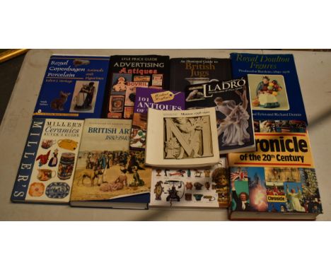 A good collection of antique reference books to include Minton 1798-1910, Antiques of the Future, Royal Doulton figures, Mill