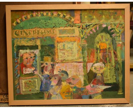 Vincent Bennett (Plymouth 1910-1993), oil on canvas panel, 'Box Office', 54cm x 44cm, framed. ARR applies. Signed Vincent Ben