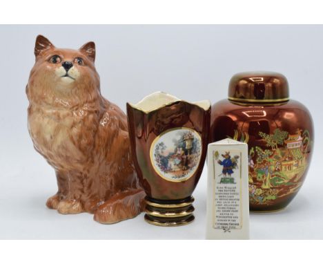 A collection of pottery to include Beswick (Royal Doulton) Persian cat, Carlton Ware Rouge Royale items x 2 and a Carlton Chi