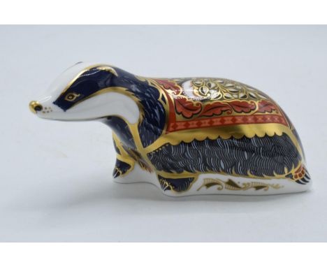 Royal Crown Derby limited edition paperweight Moonlight Badger, first quality with gold stopper.  In good condition with no o