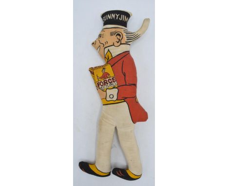 Vintage soft advertising toy Sunny Jim for Force Wheatflakes. 41cm long.  