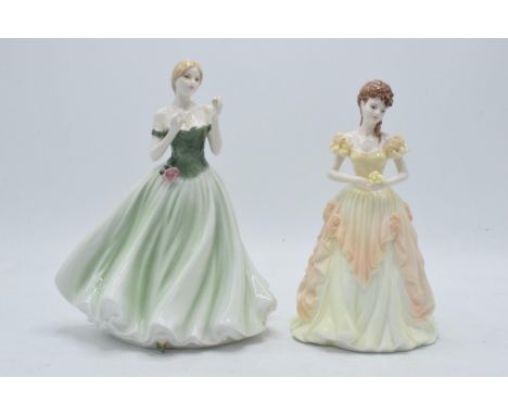 Royal Worcester limited edition figure Keepsake CW566 and Coalport Karen from Ladies of Fashion (2).  In good condition with 