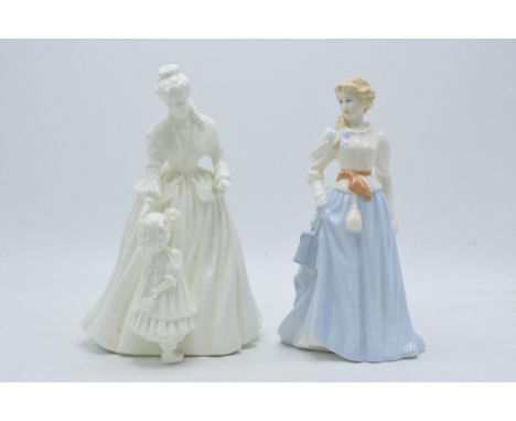 Boxed Royal Doulton figure Fair Maid HN4222 together with blanche Royal Worcester figure Mothering Sunday (2).  In good condi
