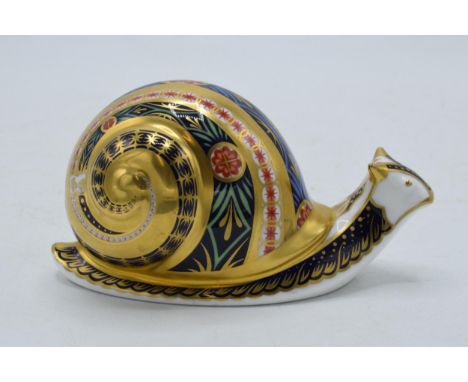 Royal Crown Derby paperweight Garden Snail limited edition, first quality with gold stopper.  In good condition with no obvio