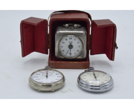 Cased Kienzle Tatiana travelling clock together with Sekonda stop watch and one similar (3) (all in ticking order).  