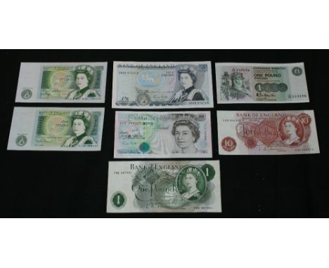 BANKNOTES - A collection of 7 uncirculated banknotes to include 3 x Bank of England £1 notes (O'Brien, Page & Somerset, 79E 5