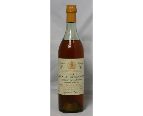 COGNAC - bottle of 1971 Delamain Grande Champagne Cognac.  Landed 1974, bottled 1980. (68cl/40%)