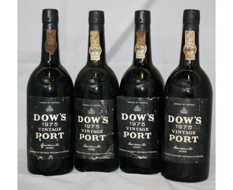 VINTAGE PORT - four bottles of Dows 1975 Vintage Port.   Labels intact but with creasing and good levels.