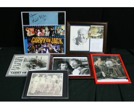 CARRY ON FILMS - collection of 6 x framed displays, with various autographs of Carry On stars to include ''Carry On Sergeant'