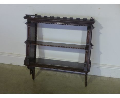 A 19th century Gothic oak wall shelf - Height 70cm x 66cm x 24cm 