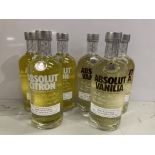 6 x Bottles of Absolut Vodka - 3 x Citron 70cl 40% And 3 x Vanilla 70cl 40%